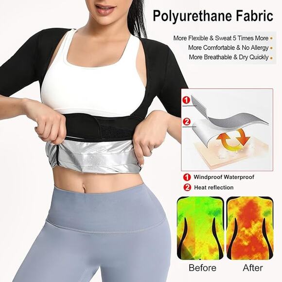 NWT ~ Women's Compression Workout Muscle T-Shirt Sauna Vest Sweat Top ~ MEDIUM - Picture 5 of 6